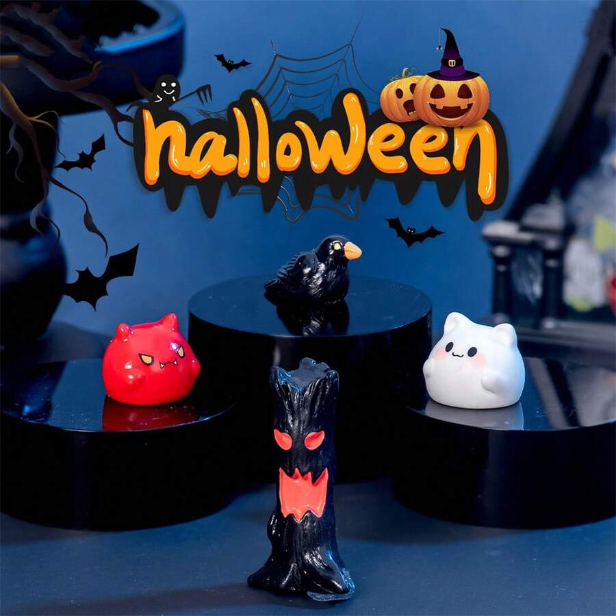4 Stücke Halloween Dekorationen Geist Teufel Krähe Baum Harz Kunsthandwerk DIY Dekorationen Accessoires Tischdekor
