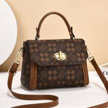 Women Crossbody - 方塊料-咖啡 - 查看 3