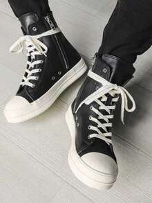 1双防水防滑滑板鞋，男女通用，2025新款秋冬PU皮鞋 - 黑色 - 查看 4