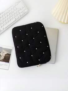 1 Stück neue bestickter Polka-Punkt Laptoptasche, Tablettasche, Innentasche und neue Notebookspeicher Innentasche. Sie zeichnet sich durch einen modischen, schlichten und frischen Stil mit einem bestickten Polka-Punkt-Design aus, was sie zu einer ausgezeichneten Wahl für Tablet-Nutzer macht. Laptoptasche für Frauen MacBook Hülle College-Essentials Schulanfang Laptophülle