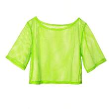 1 Women's Neon Net Dress - Breathable Fishnet T-Shirt With Shiny Details, Suitable For Party And Casual Wear, Quirky Dance Props, Polyester Material, Casual Wear T-Shirt; Shiny Detail Top; Polyester Fabric, Dance Costume Halloween - Multicolor - View 14