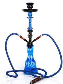 1 件跨境现货中号双管四管水烟壶，全套玻璃水烟管套装，带配件、水烟杆和烟斗，无需电力