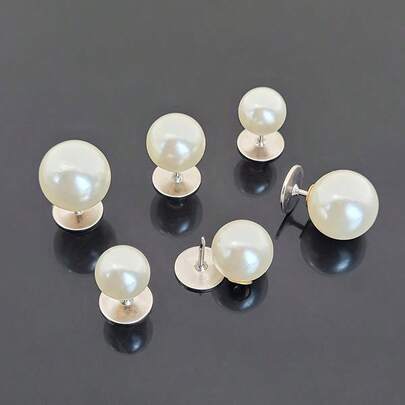 12개 우아한 인조 진주 단추 - 분리 가능하고 재사용 가능한 화이트 진주 리벳, 드레스, 칼라 조절 및 스카프 고정을 위한 봉제 액세서리에 적합, 패치워크를 위한 자수 핀, 금속 섀프트가 있는 패션적이고 장식적인 진주 패스너