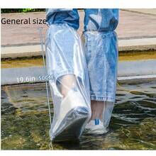 5 pares de cubrezapatos desechables impermeables y antipolvo de PE, cubiertas de botas de lluvia antideslizantes y de tubo alto para días lluviosos