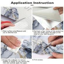 1 卷即撕即贴大理石纹壁纸，防水防油乙烯基接触纸，适用于厨房后挡板、客厅、卧室装饰，易于裁剪，自粘，时尚家居装修解决方案，厨房墙面后挡板墙纸墙贴墙面装饰 - 藍色 - 查看 8