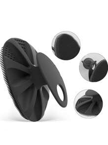 3 Peças Conjunto de Escovas de Silicone para o Corpo - 1 Peça Escova de Costas de Cabo Longo, 1 Peça Escova de Banho Curta, 1 Peça Escova de Lavar Cabelo e 1 Peça Escova Facial, Escova de Limpeza Corporal Manual Sem Eletricidade, com Pegada Antiderrapante, Limpeza Eficaz, Cerdas Macias, Limpeza e Massagem de Todas as Partes do Corpo, Ferramentas de Limpeza e Massagem