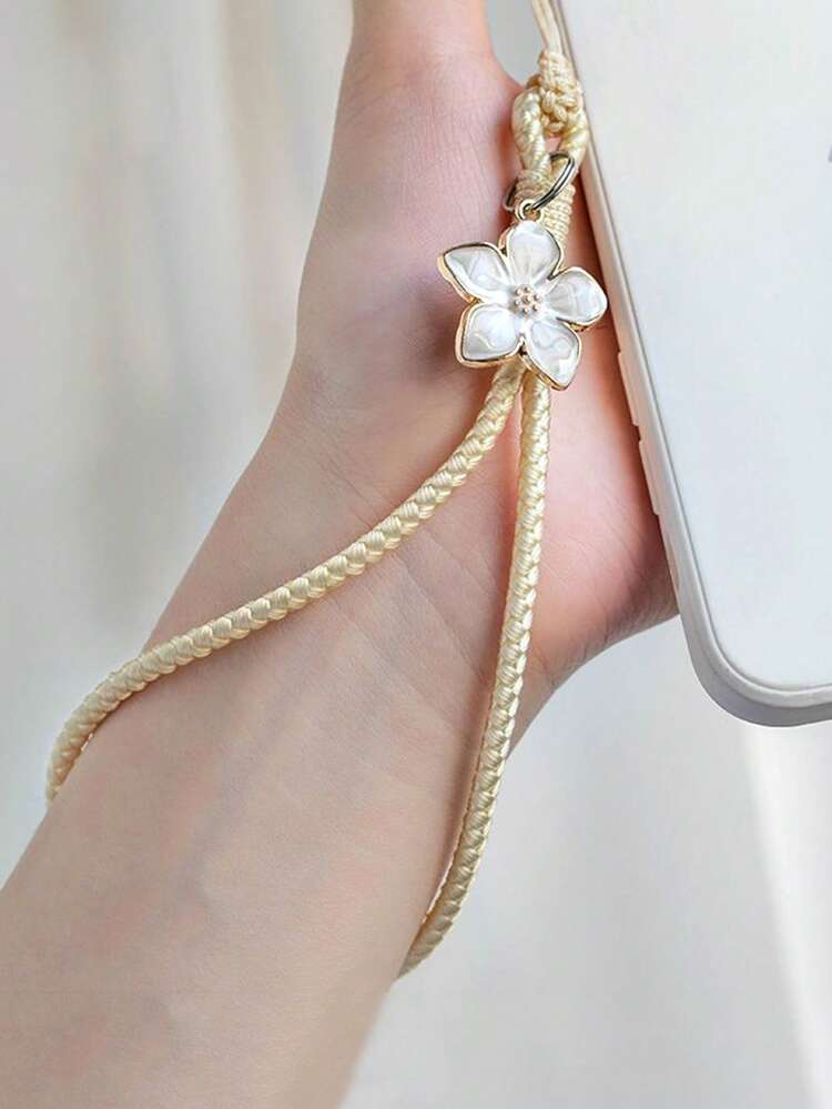 1pc Flower Pendant Woven Mobile Phone Lanyard, Fresh Style Hand-Woven Short Phone Chain, Suitable For Mobile, Earphone, Key, USB Flash Drive, Retro Strap To Prevent Loss - Multicolor - View 10