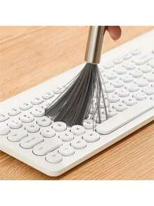 1pc Multipurpose Stainless Steel Long Handle Cleaning Brush, No Electricity Required, Suitable For Living Room, Bedroom, Bathroom, Kitchen, Furniture - Medium Strength Brush