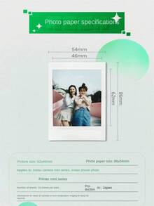 1 caja de 10 piezas/20 piezas de papel fotográfico mini de 3 pulgadas con borde blanco y diseño floral, adecuado para 11/12/9/7S/25/7/7C, papel fotográfico de dibujos animados de colores, registro de vida, recuerdos, decoración del hogar, campus, fotografía de viajes de temporada