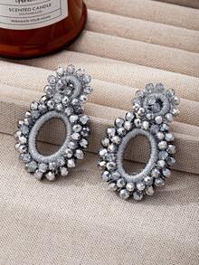 1 Cặp 25 Bông tai thiết kế hình học bằng thủy tinh kiểu Bohemian mới dành cho phụ nữ, phù hợp để đeo hàng ngày, tiệc tùng, ngày lễ - bông tai đính cườm - Xem 24