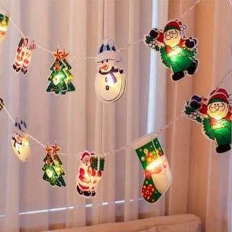 3 Meters New Christmas Lights String Santa Claus Cartoon Shape Hanging Curtain Lights Led Color Lights Window Decoration Star Lights Usb Port Halloween Gifts
