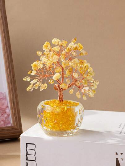 2026新款小黄水晶树摆件，圣诞餐桌装饰礼品，家居装饰，厨房装饰，房间装饰，派对装饰，装饰工艺品，桌面摆件，餐桌中心装饰品，派对回礼装饰，闺蜜生日礼物，派对回礼，情人节礼物