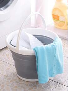 1pc Foldable Bucket Portable Outdoor Travel Home Use Small Bucket Fishing Bucket Plastic Foot Washing Foot Soaking Washing Car Car With Dormitory Carry Bucket Round Bucket Practical And Beautiful Does Not Take Up Space Multifunctional Folding Bucket