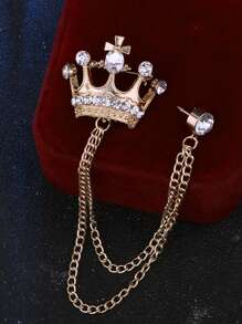 1pc European & American Style Luxury Men's Suit Brooch, Rhinestone Crown Emblem Vintage Lapel Pin Office Accessories Shirts Jacket Jewelry Christmas Halloween Autumn-Winter Accessories,Suitable For Teens, Youth,Men,Casual, Outdoor, Athletic, Vacation, Graduation Gifts, Birthday, Daily Wear Clothes Pin Funny Cute Teacher Gifts