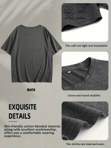 Tropical Sunset And Hibiscus Flower Print Women's Blend T-Shirt - Suitable For Vacation Wear, Casual Summer Beach Style, Fashionable Graphic Blend T-Shirt - 灰色 - 查看 4