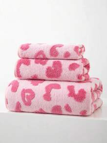 Joivida 1pc Pink Towel With Jacquard Letter & Heart Pattern, Polyester Rectangular 70*140cm Or Kitchen/Face/Hand Towel 34*75cm Or 34*34cm Small Towel, Suitable For Men, Women, Couples, Family, All Seasons, Quick Drying, Absorbent, Soft, For Bathroom, Hotel, Gym, Holiday Gifts, Parties, Beach, Outdoor, Travel