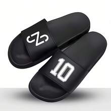 NJ10 Slide Flip Flop Men's Easy-To-Fit Sandal - Black and White - View 1