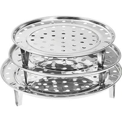 NRDBEEE Round Stainless Steel Rack 7.6" 8.5" 9.33" Inch Diameter Steaming Stand Canner Canning Racks Steamer Insert Stock Pot Steaming Tray Stand Pressure Cooker Cooking Toast Bread Salad (3 Pack)