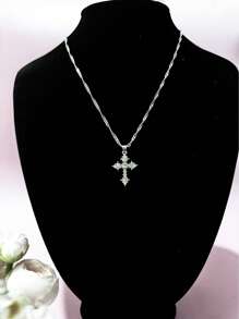 Elegant Cross Necklace With Cubic Zirconia – Minimalist Collarbone Chain | Sparkling Zirconia Inlay, Perfect For Daily Wear & Ideal Gift For Back-To-School, Halloween, Christmas, Valentine's Day & More