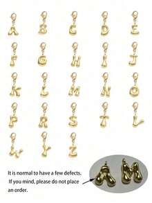 泡泡字母可爱项链吊坠包吊坠 - 幸运水晶吊坠、字母 A-Z、闪亮合金包和背包吊坠 - 生日和特殊场合的完美礼物、钥匙链环包背包吊坠汽车吊坠礼物，适合女士和女孩、钱包和手提包配件。 - 金色 - 查看 5