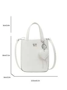1pc Women's Solid Color PU Handbag, Zipper Closure Fashion Bag Suitable For Dating And Gifts - Beige - View 2