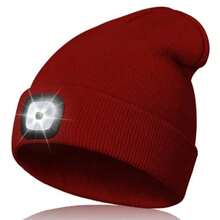 USB Rechargeable Knitted Illuminated Beanie Hat, Unisex, For Night Walking, Camping, Hunting, Flashlight Cap - Multicolor - View 11