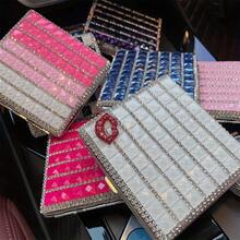 1 Stück kreative Geschenkidee Zigarettenetui aus Leder mit Strass-Automatikfunktion, Zigarettenbox mit Volldiamanten, hält 20 normale Zigaretten