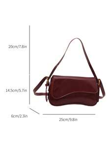 轻便商务休闲翻盖方包，适合少女、女性、大学生、年轻职业人士和上班族，完美适用于办公室、大学、工作、商务、通勤、户外活动、旅行、野餐等场合。时尚酒红色手提包，优雅女士包，红色钱包。 - 酒紅色 - 查看 4