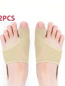 1 Pair Flesh-Colored Foot Device With Toe Protection Pad, Designed For Daily Wear To Gently Reposition Toes To Their Natural Position