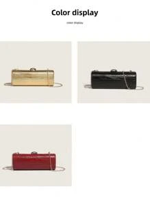 2025新款鳄鱼纹时尚长款法棍手拿包，造型独特，适合约会和派对，ZA - 黑色 - 查看 8