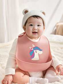 1pc Silicone Bib, Customized Baby Bib, Customized Baby Name, Available Options: Super Whale, Big White Rabbit, Teddy Bear, Rose Unicorn, Owl Patterns, Soft, Anti-Dirty, Anti-Leakage, Adjustable, Unisex Baby Personalized Gift, All Seasons