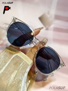 POLASUP 1pc Personalized Fashion Versatile Round Frame Fashion Glasses, Retro 60s Hong Kong Style Fashion Glasses For Women, New Fashion High-End Rivet Round Frame Fashion Glasses, Chic Minimalist Rivet Polarized Fashion Glasses, Classic European & American Style Round Shape Shades - 彩色 - 查看 17