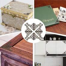 20pcs Metal Corner Guards, Metal Book Corner Protectors, Hollow Carved Retro Corner Decorations, Suitable For Tabletop Edges, Jewelry DIY Boxes, Craft Decorations - Multicolor - View 9