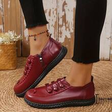 A Pair Of Spring And Summer Round-Toed Casual Sports Single Shoes, Retro Solid Color Flat Soft Sole Zipper Outdoor Walking Women's Single Shoes