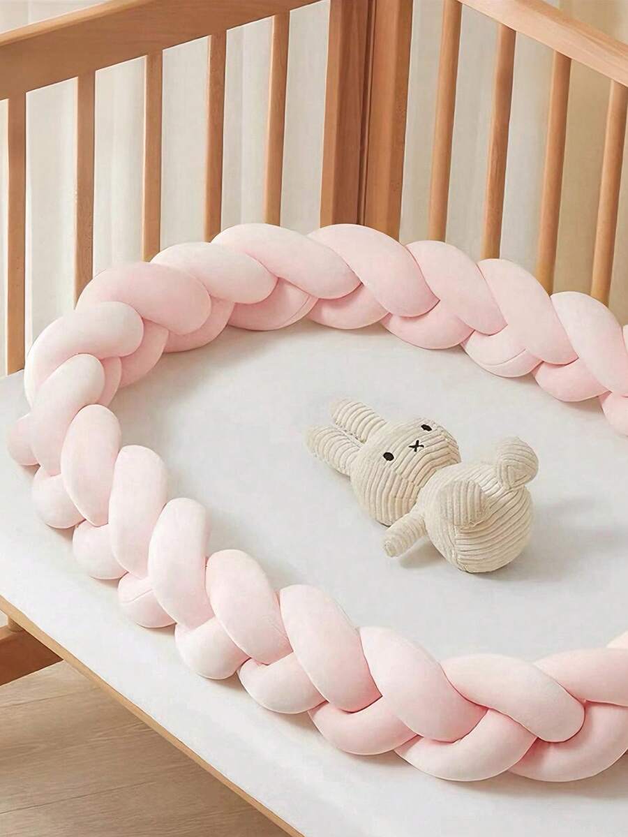 1 Set 3-Ply Baby Crib Braided Soft Bumper, Cradle Mattress, Children's Room Braided Bed Rail Soft Pad, 3-Strand Braided Anti-Collision Bar, Crib Guardrail, Newborn Bedding Accessories, 1M/2M/3M