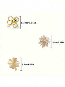 3 件套女士优雅花卉胸针，猫眼石花朵设计合金胸针，个性化配饰，适用于毛衣、围巾，可爱别针，防曝光连衣裙配饰，衣服包包饰品，学校办公室配饰，衬衫夹克珠宝，圣诞节万圣节衣服别针，有趣的教师礼物 - 金色 - 查看 5