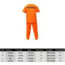 1 Set Adult Cosplay Costume, Prison Convict Outfit Halloween - Orange - View 4