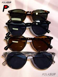 POLASUP 1pc Personalized Fashion Versatile Round Frame Fashion Glasses, Retro 60s Hong Kong Style Fashion Glasses For Women, New Fashion High-End Rivet Round Frame Fashion Glasses, Chic Minimalist Rivet Polarized Fashion Glasses, Classic European & American Style Round Shape Shades - 彩色 - 查看 9