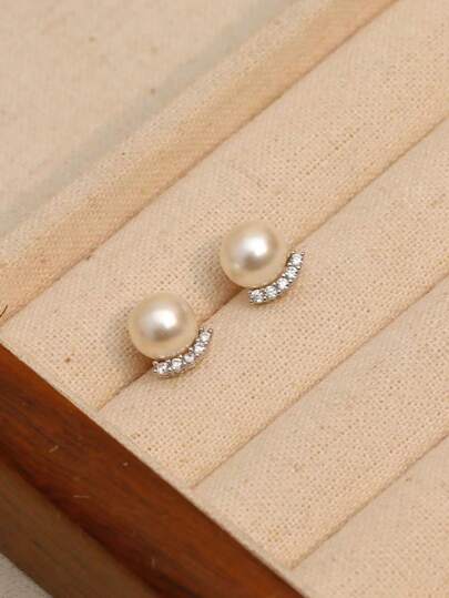 1 Par de Brincos de Pérola Pequena, Brincos Elegantes Versáteis Minimalistas Vintage para Mulheres