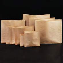 100 Oil Resistant Kraft Paper Bag, Five Sizes, Square, Suitable For Hamburgers, Sandwiches, French Fries, Snacks, Popcorn And Small Gifts, Birthdays, Weddings, Parties, Festivals, Candy And Cookie Gift Packaging Bags, Stores, Shopping Malls