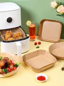 200 tờ giấy nướng dùng cho nồi chiên không dầu 6 inch, lót rổ đựng thức ăn, lót đĩa, trang trí bàn ăn, giấy thấm dầu khay đựng thức ăn, giấy lót khoai tây chiên và gà rán, quà tặng Ngày của Mẹ, đồ dùng cho tiệc nướng. - màu nâu - Xem 3
