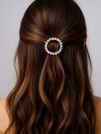 1 pieza Pasador de pelo con forma de semicírculo y rhinestones, adecuado para uso diario o en ocasiones de boda, de estilo minimalista y elegante, disponible en color dorado/plateado, accesorio de pelo para mujer