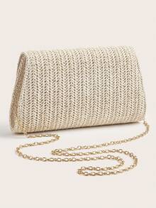 Glänzende, funkelnde, luxuriöse, charmante, elegante, exquisite große Stroh-Clutch für Frauen, Abendtasche, Handtasche mit abnehmbarem Kettengurt, geeignet für Hochzeiten, Partys, Galas, aus Samt-Material gefertigt, modisch und elegant, passend für Mädchen, Damen, Studentinnen, junge Berufstätige und Büromitarbeiterinnen - Aprikosenfarben - Übersicht 5