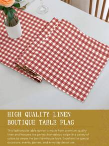 1pc Modern Minimalist Red & White Plaid Table Runner, Christmas Red Checkered Rectangular Tablecloth, Multiple Sizes Available, Perfect For Family Dining, Christmas Kitchen Decor, Home Decor, Outdoor Party And Restaurant Decoration, Outdoor Dining Table Setting, Textured Linen Appearance, Dining Table Decor