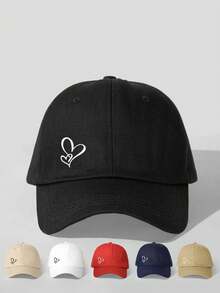 1 Pc Adjustable Printed Double Heart Baseball Cap, Outdoor Sun Ion Casual Hat, Suitable For Spring, Autumn, Travel, Beach, Y2K Style For Boys And Girls - Baseball Cap - View 2