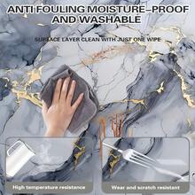 1 卷即撕即贴大理石纹壁纸，防水防油乙烯基接触纸，适用于厨房后挡板、客厅、卧室装饰，易于裁剪，自粘，时尚家居装修解决方案，厨房墙面后挡板墙纸墙贴墙面装饰 - 藍色 - 查看 7