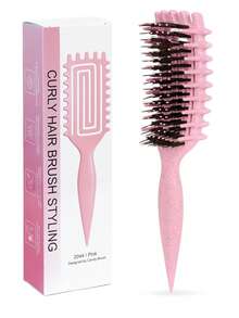 盒装卷发梳，适用于卷发、波浪发和卷曲发 - 顺滑、防毛躁发刷，带清洁工具，轻巧设计，多种颜色，适合干湿发，可吹干，适合家庭、沙龙和旅行造型梳，可轻松塑造卷发并增加卷发丰盈度，Candybrush 出品的发型工具