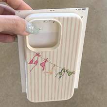 1pc TPU Material Unique Creative Pink Striped Bikini Pattern Phone Case Compatible With IPhone Waterproof Shockproof Anti-Fall Scratch Resistant