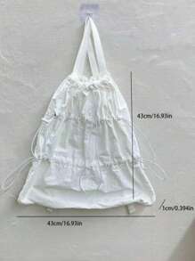 Latest White Drawstring Women Backpack, Lightweight Water-Resistant Nylon Korean Style Bag With Shoulder Strap, Convenient For Outdoor Sports, School, College, University, Casual, Laptop Compartment, High Capacity, Suitable For Girls, Students, Outdoor, Travel, Hiking, School, Office, Fashion, Campus, Shopping