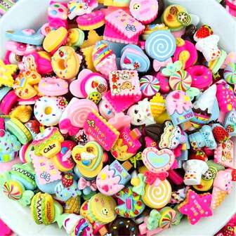 10/20/30 st handmålade harts blandade färger godisklubbor - färgglada platta baksida cabochoner för gör-det-själv-nyckelringar, scrapbooking, bröllopsdekorationer och smyckespyssel